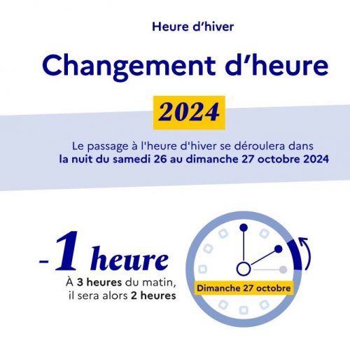 Changement d’horaires – Passage à l’heure d’hiver 2024