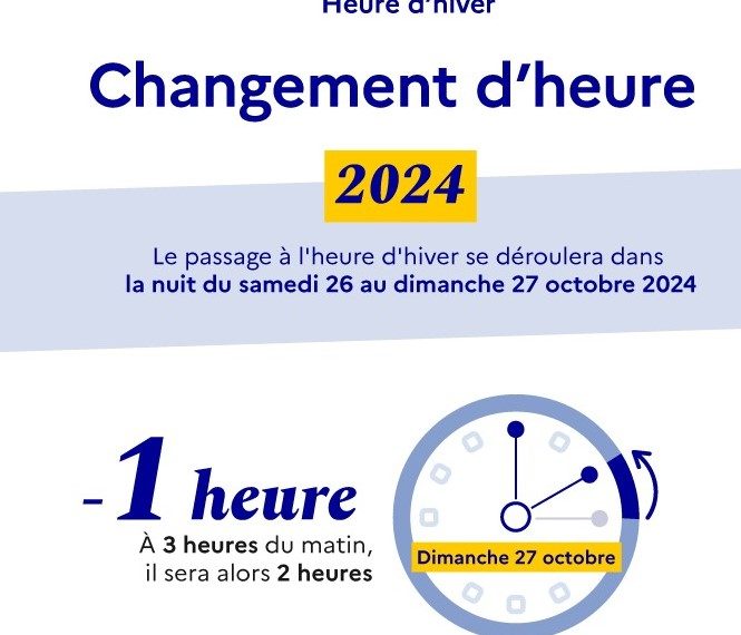 Changement d’horaires – Passage à l’heure d’hiver 2024